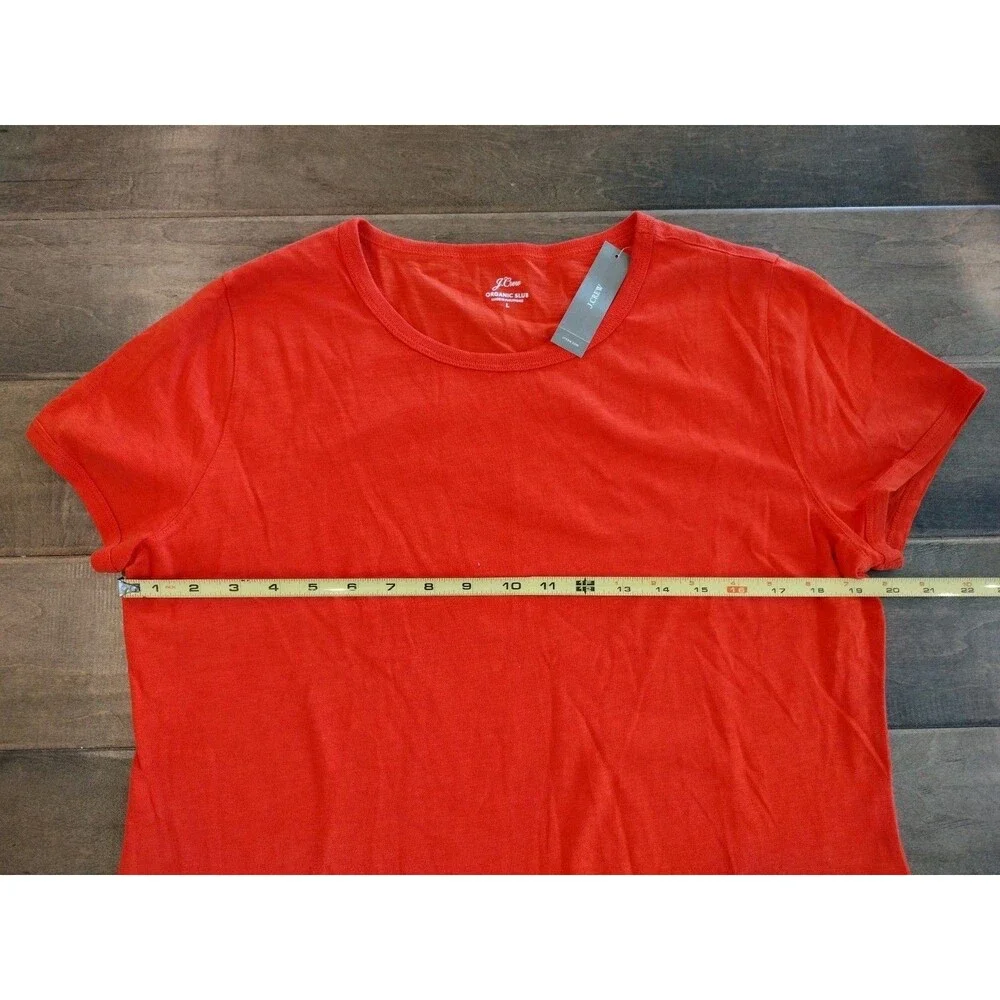 J.CREW Women's NWT short-sleeve Organic Cotton Slub red t-shirt tee - L Large